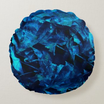 Autumn Maple Leaves Round Pillow - Blue by CarolsCamera at Zazzle