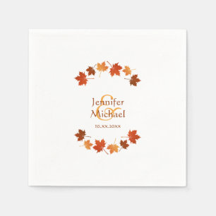 autumn maple leaves rustic fall wedding paper napkins