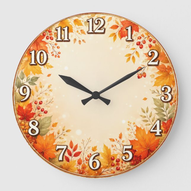 Autumn Maple Leaves Wall Clock (Front)