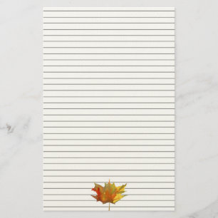 Autumn Maple Leaves Watercolor Lined Stationery