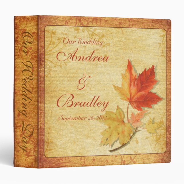 Autumn Maple Leaves Wedding Binder (Front/Spine)