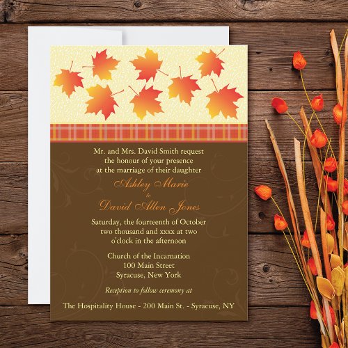 Autumn Maple Leaves Wedding Invitation