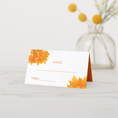 Autumn Maple Leaves Wedding Place Card