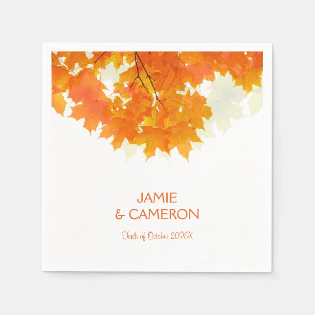 Autumn Maple Leaves Wedding Wedding Napkin (Front)