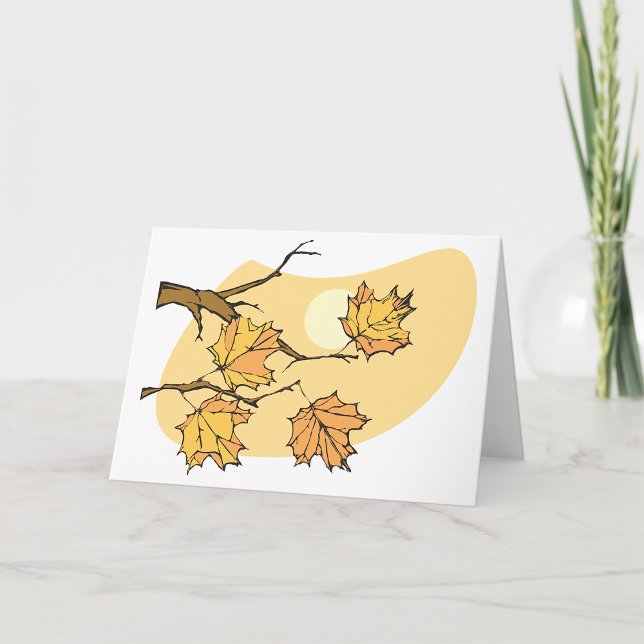 Autumn Maple Leaves with Branches and Sunset  Card (Creator Uploaded)