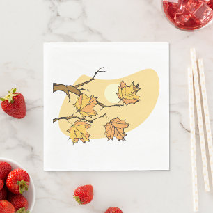 Autumn Maple Leaves with Branches and Sunset  Napkins