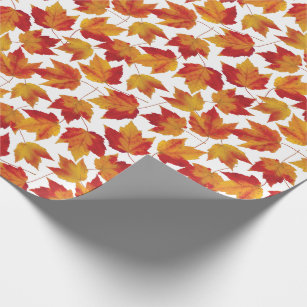 vintage maple leaves in a subtle neutral wrapping paper sheets, Zazzle