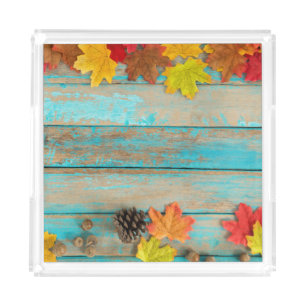 Autumn Maple: Pinecone Nature Frame. Acrylic Tray