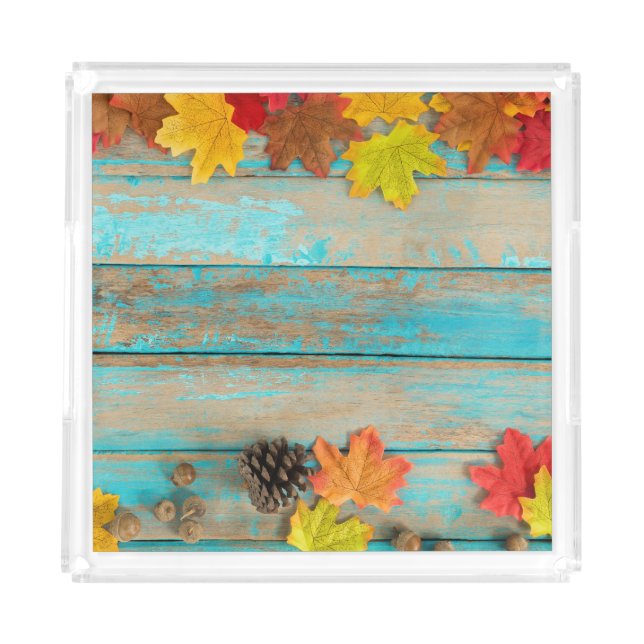 Autumn Maple: Pinecone Nature Frame. Acrylic Tray (Front)