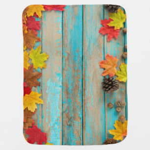 Autumn Maple: Pinecone Nature Frame. Baby Blanket