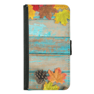Autumn Maple: Pinecone Nature Frame. Samsung Galaxy S5 Wallet Case