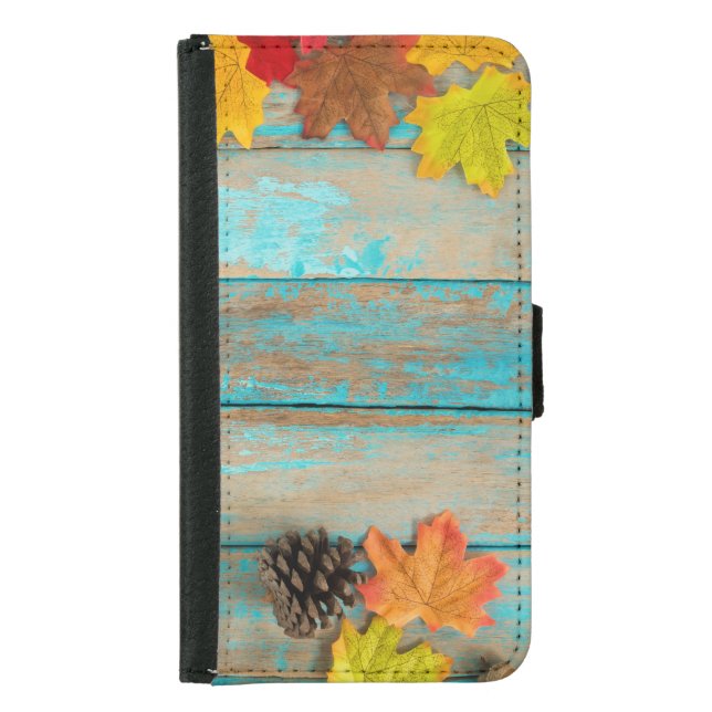 Autumn Maple: Pinecone Nature Frame. Samsung Galaxy Wallet Case (Front)