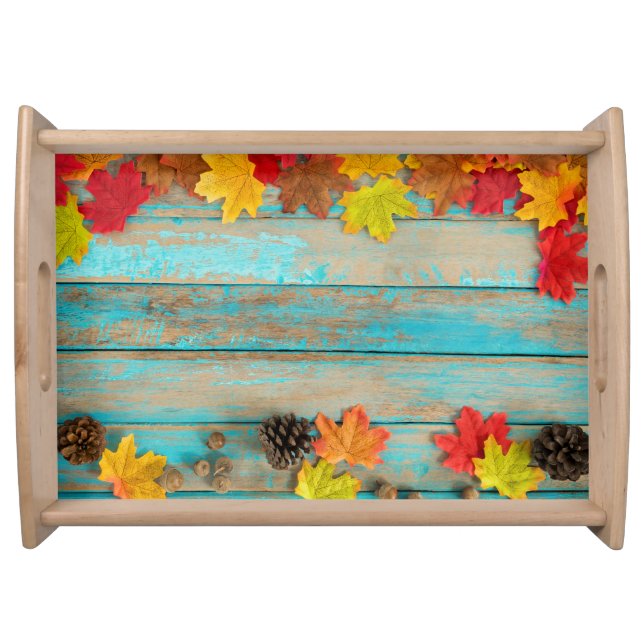 Autumn Maple: Pinecone Nature Frame. Serving Tray (Front)