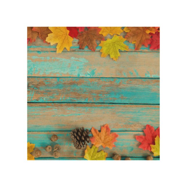 Autumn Maple: Pinecone Nature Frame. Wood Wall Art (Front)