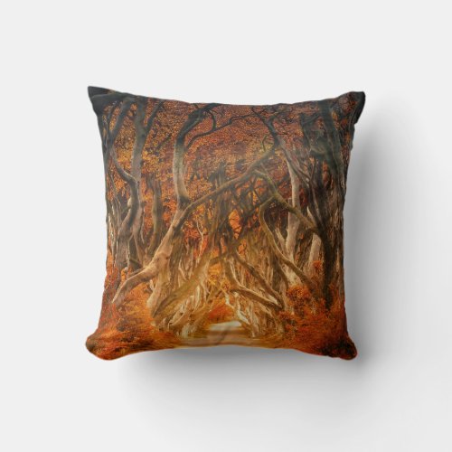 Autumn maple tree forest fall woods foliage throw pillow