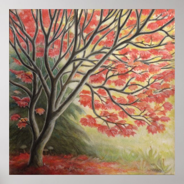 Autumn Maple Tree Print Landscape  Art Poster (Front)