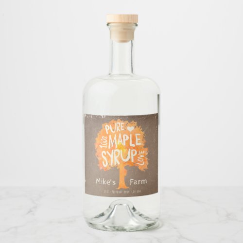 Autumn Maple Tree Syrup Bottle Label