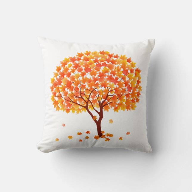 Autumn Maple Tree Throw Pillow (Front)