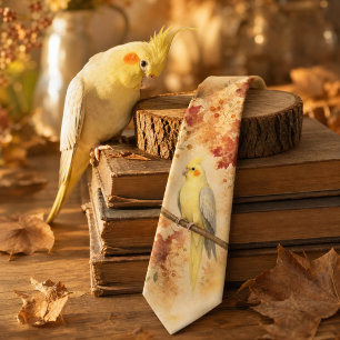 Autumn Maple Watercolor Cockatiel Neck Tie