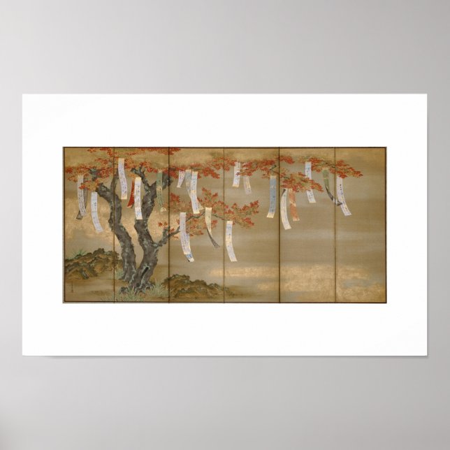 "Autumn Maples with Poem Slips" by Tosa Mitsuoki Poster (Front)
