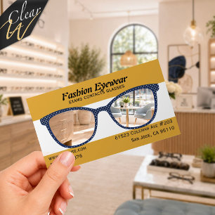 Autumn Marigold Chic Eyeglasses Blue White Dots Clear Business Cards