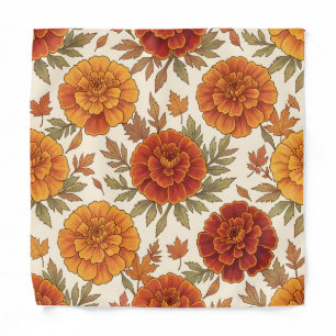 Autumn marigold flower pattern bandana