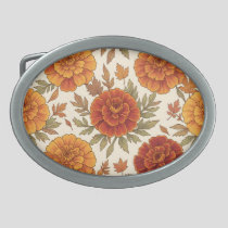 Autumn marigold flower pattern belt buckle