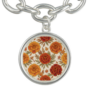 Autumn marigold flower pattern bracelet