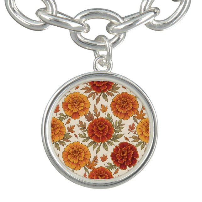 Autumn marigold flower pattern bracelet (Design)