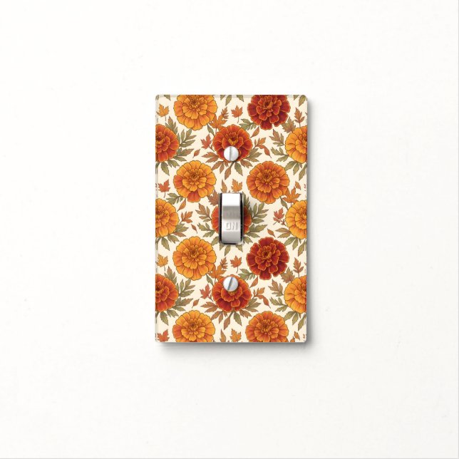 Autumn marigold flower pattern light switch cover (In Situ)
