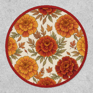 Autumn marigold flower pattern patch