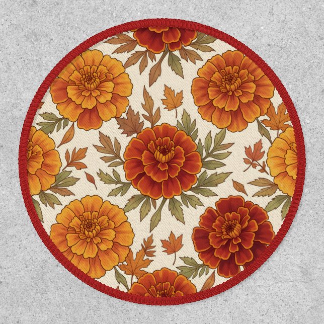 Autumn marigold flower pattern patch (Front)