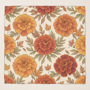 Autumn marigold flower pattern scarf