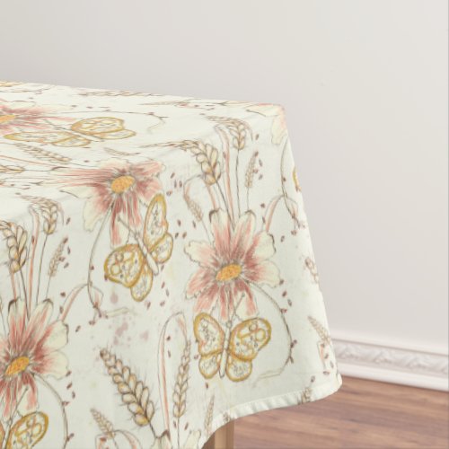 Autumn Meadow Butterflies Cotton Tablecloth