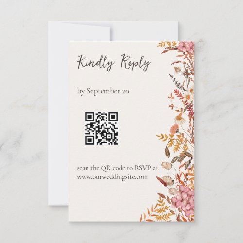 Autumn Meadow Floral QR Code Wedding Response Card