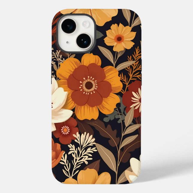 Autumn Meadow – Warm Floral Symphony on Dark Case-Mate iPhone Case (Back)