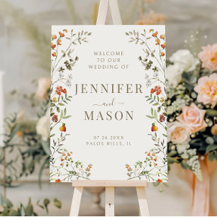 Autumn Meadow Wildflower Fall Wedding Welcome Sign