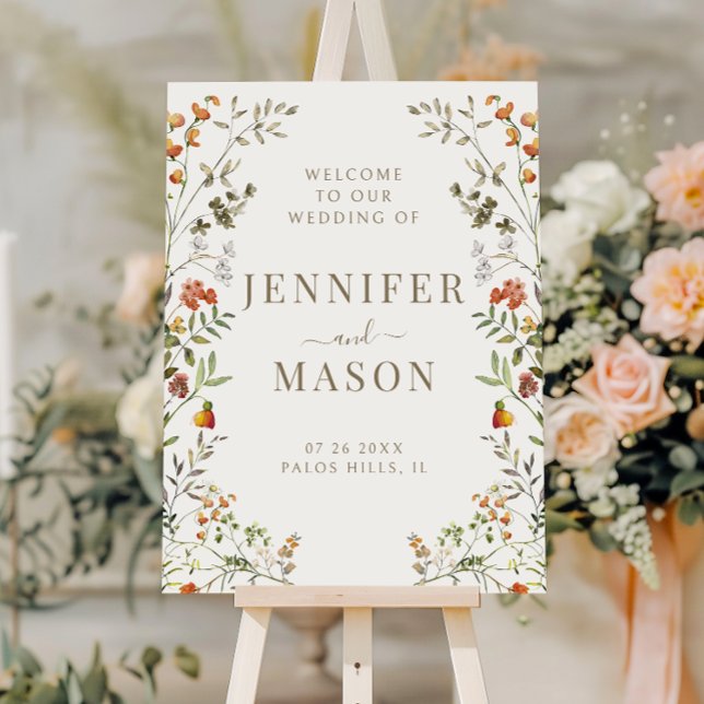 Autumn Meadow Wildflower Fall Wedding Welcome Sign (Creator Uploaded)