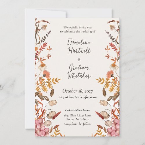Autumn Meadow Wildflower Wedding Invitation