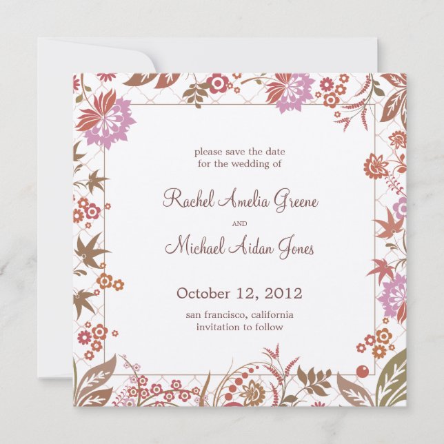 Autumn Medley Save the Date Wedding Card (Front)
