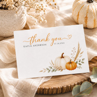 Autumn Minimalist Little Pumpkin Baby Shower Thank You Card