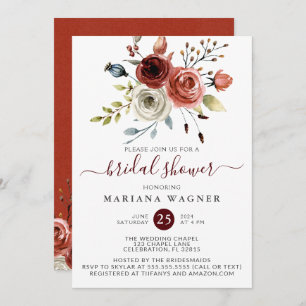Autumn Mix Watercolor Floral Bridal Shower Invitat Invitation