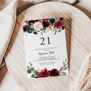 Autumn Modern Calligraphy 21st Birthday Party Invitation