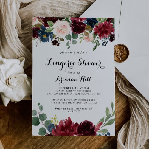 Autumn Modern Calligraphy Bridal Lingerie Shower Invitation