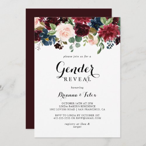 Autumn Modern Calligraphy Gender Reveal Party Invitation