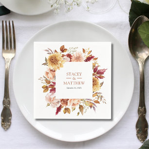 Autumn Modern Terracotta Square Wedding  Napkins