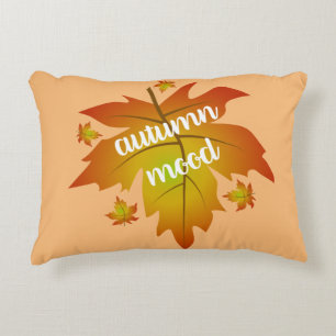 Autumn mood typography maple leaves accent pillow