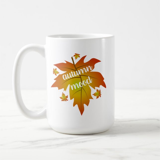 Autumn mood typography maple leaves  coffee mug (Left)
