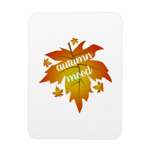 Autumn mood typography maple leaves   magnet