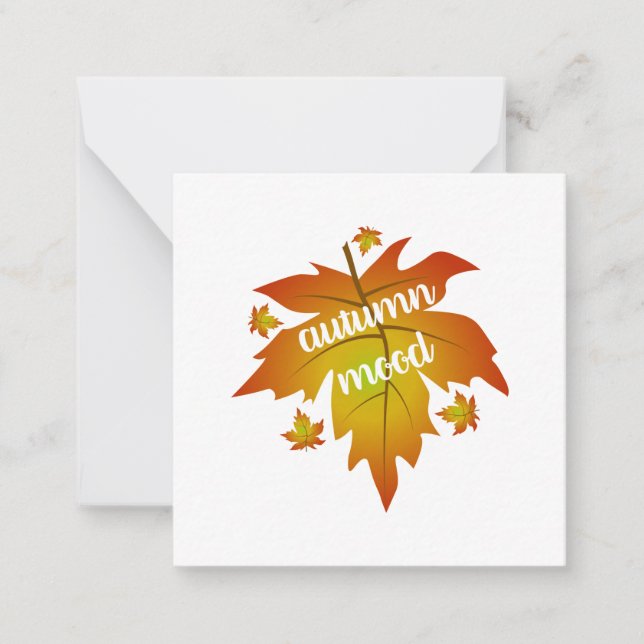 Autumn mood typography maple leaves  note card (Front)